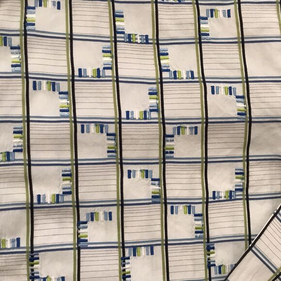 Robert Graham White Blue Check Embroidered Geometric Cotton Long Sleeve Shirt XL - Picture 6 of 9